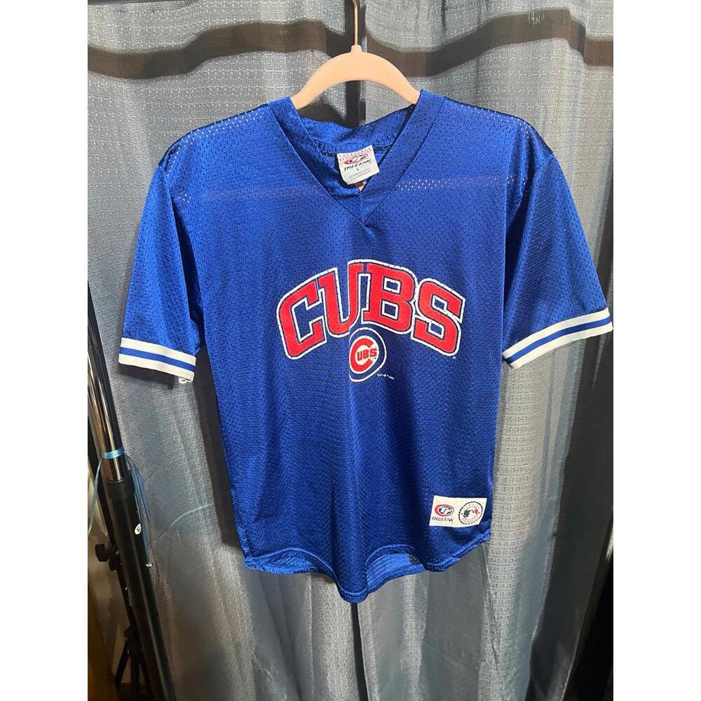 MLB Cubs Royal Blue Mesh Jersey with Red White Accents